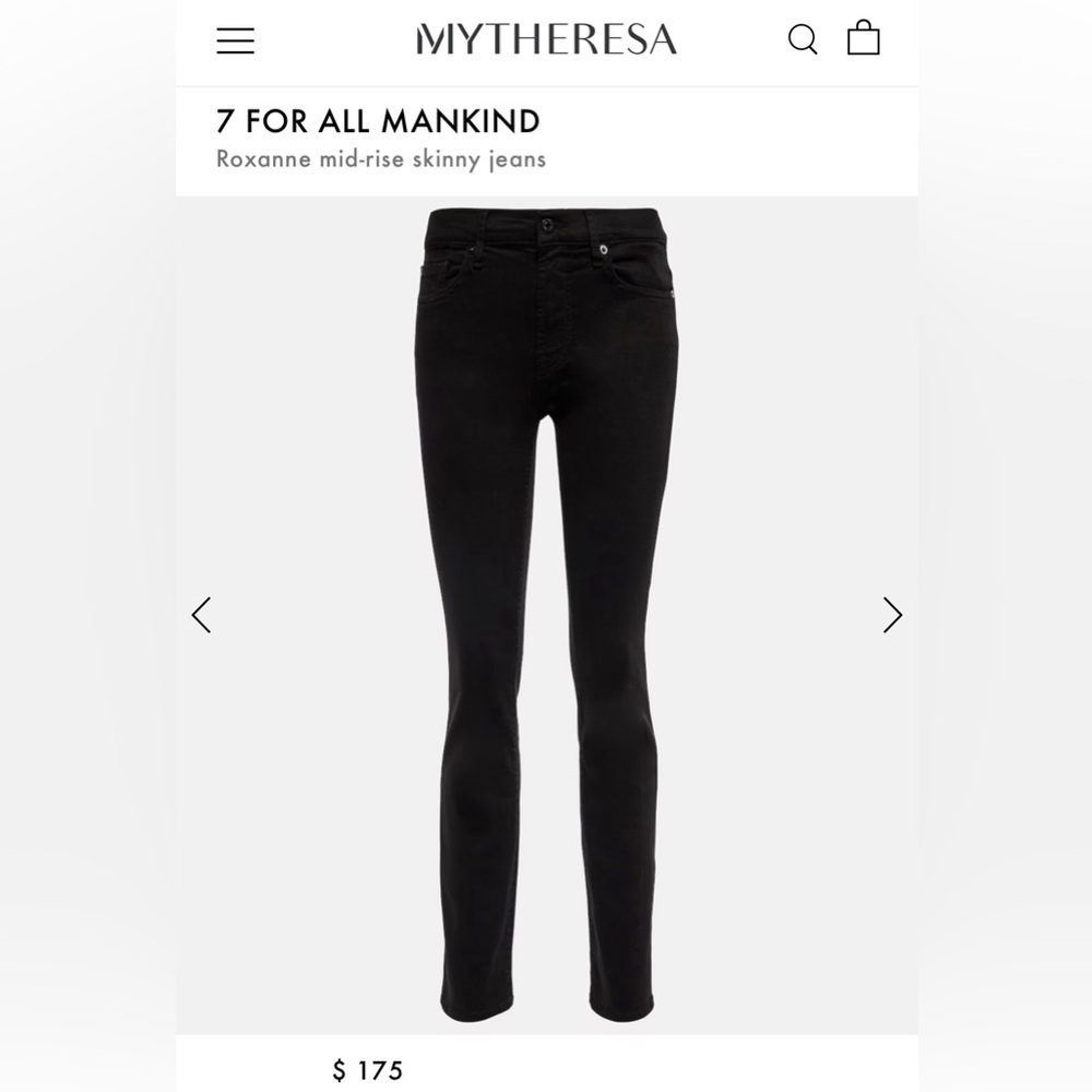 7 FOR ALL MANKIND BLACK DENIM ROXANNE JEANS